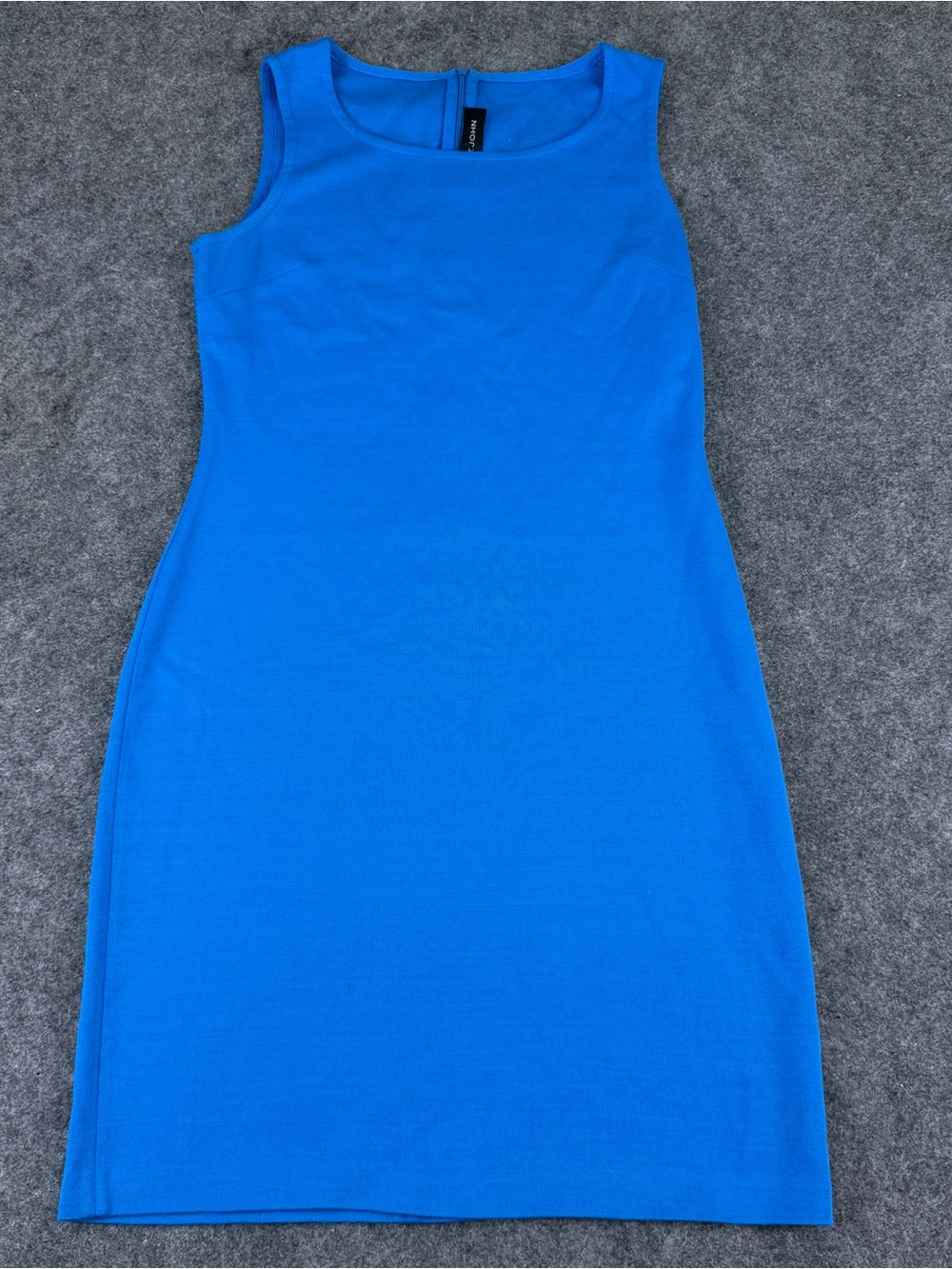 St. John Blue Sleeveless Knit Sheath Dress Size 10 Scoop Neck Santana Style USA